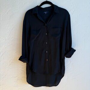 Madewell Black Silk Button-Down Shirt - XS